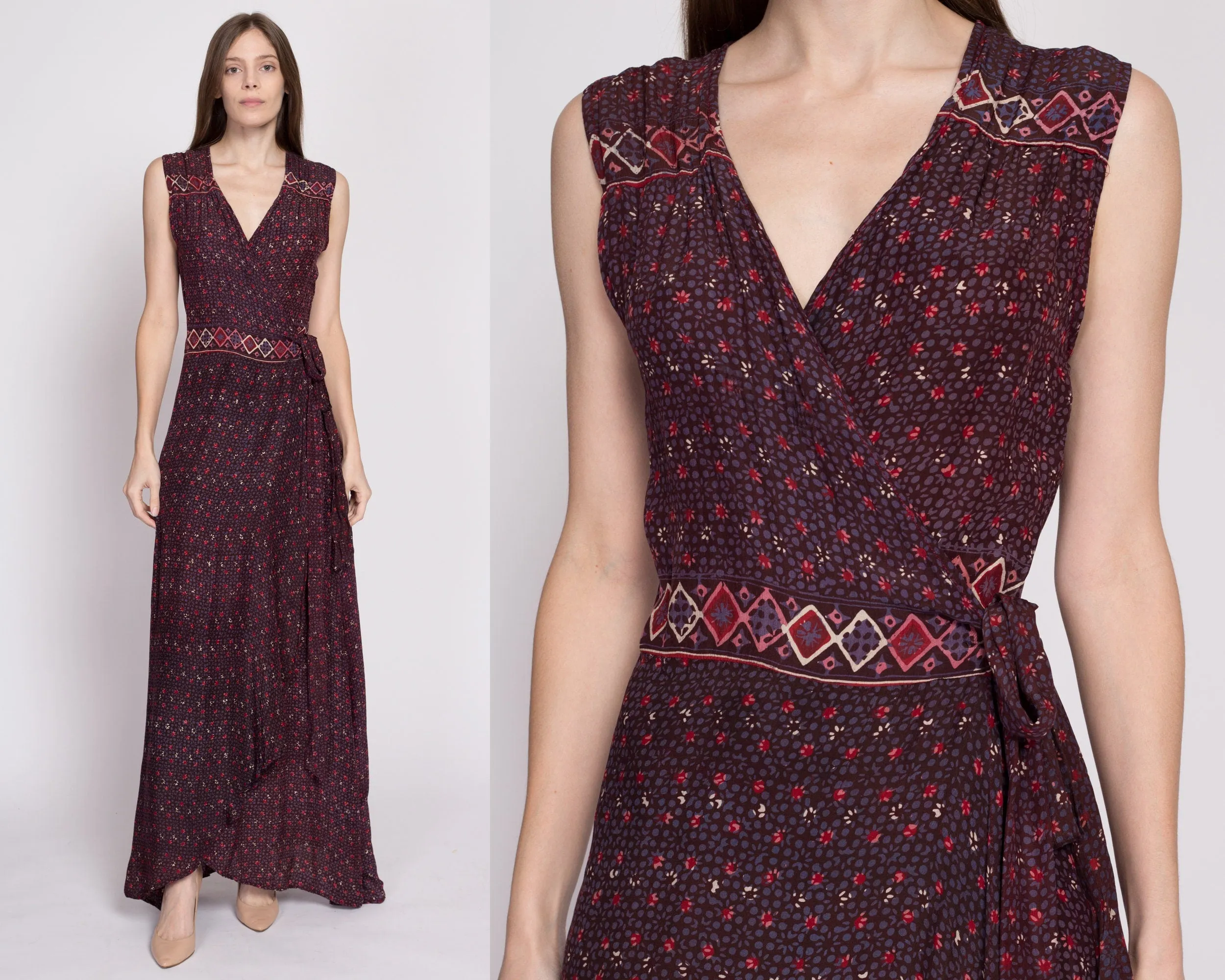 Natalie Martin Silk Maxi Wrap Dress - Small