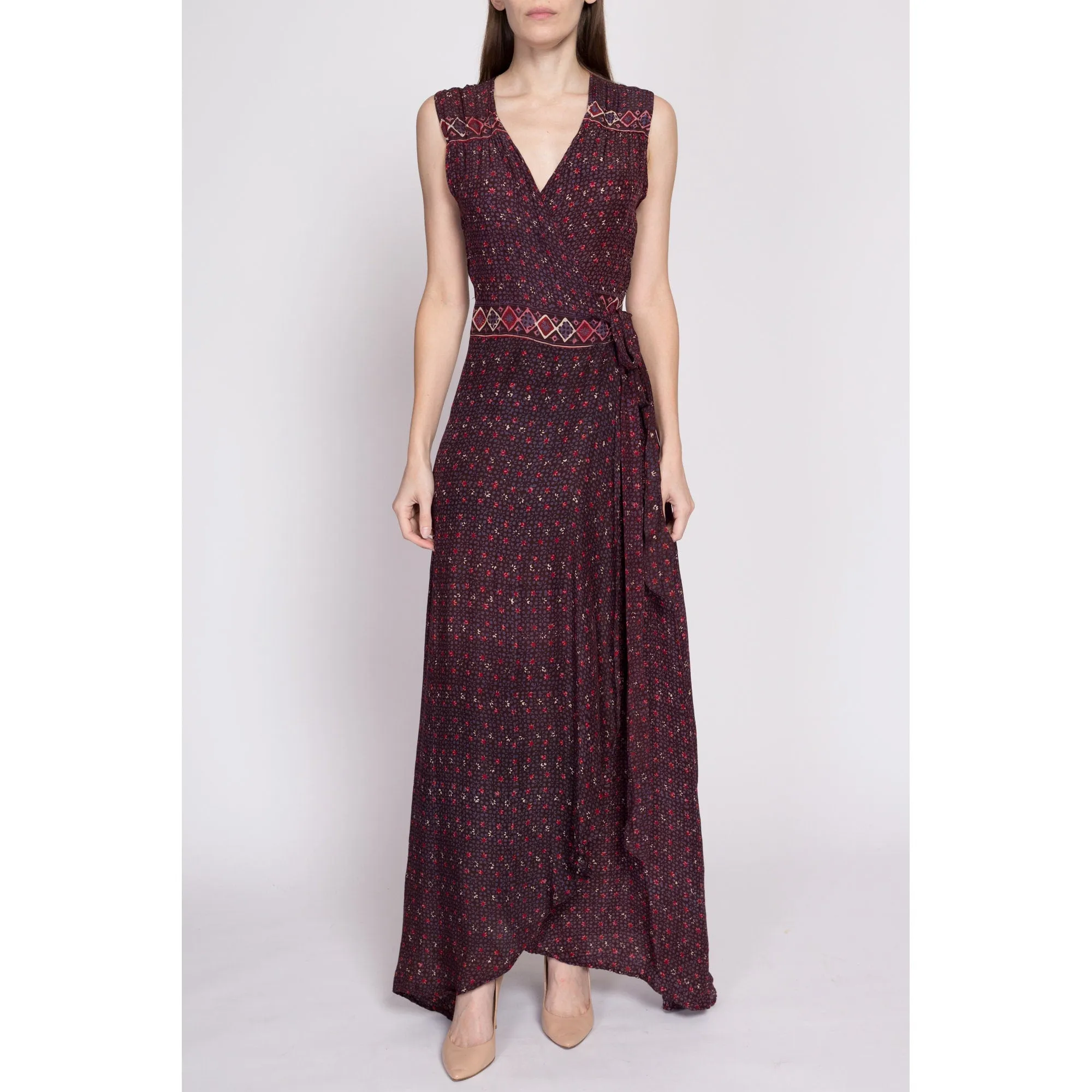 Natalie Martin Silk Maxi Wrap Dress - Small