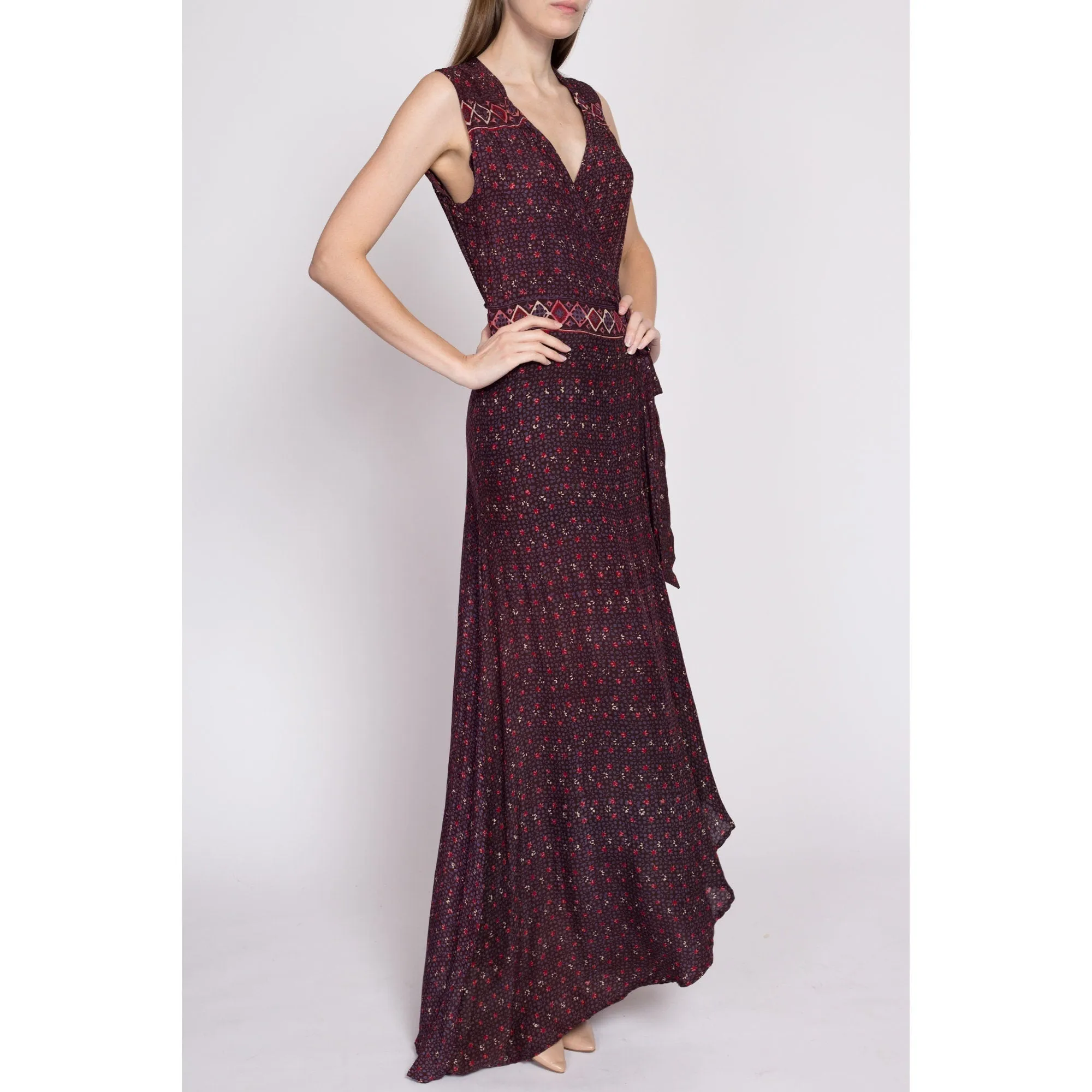 Natalie Martin Silk Maxi Wrap Dress - Small