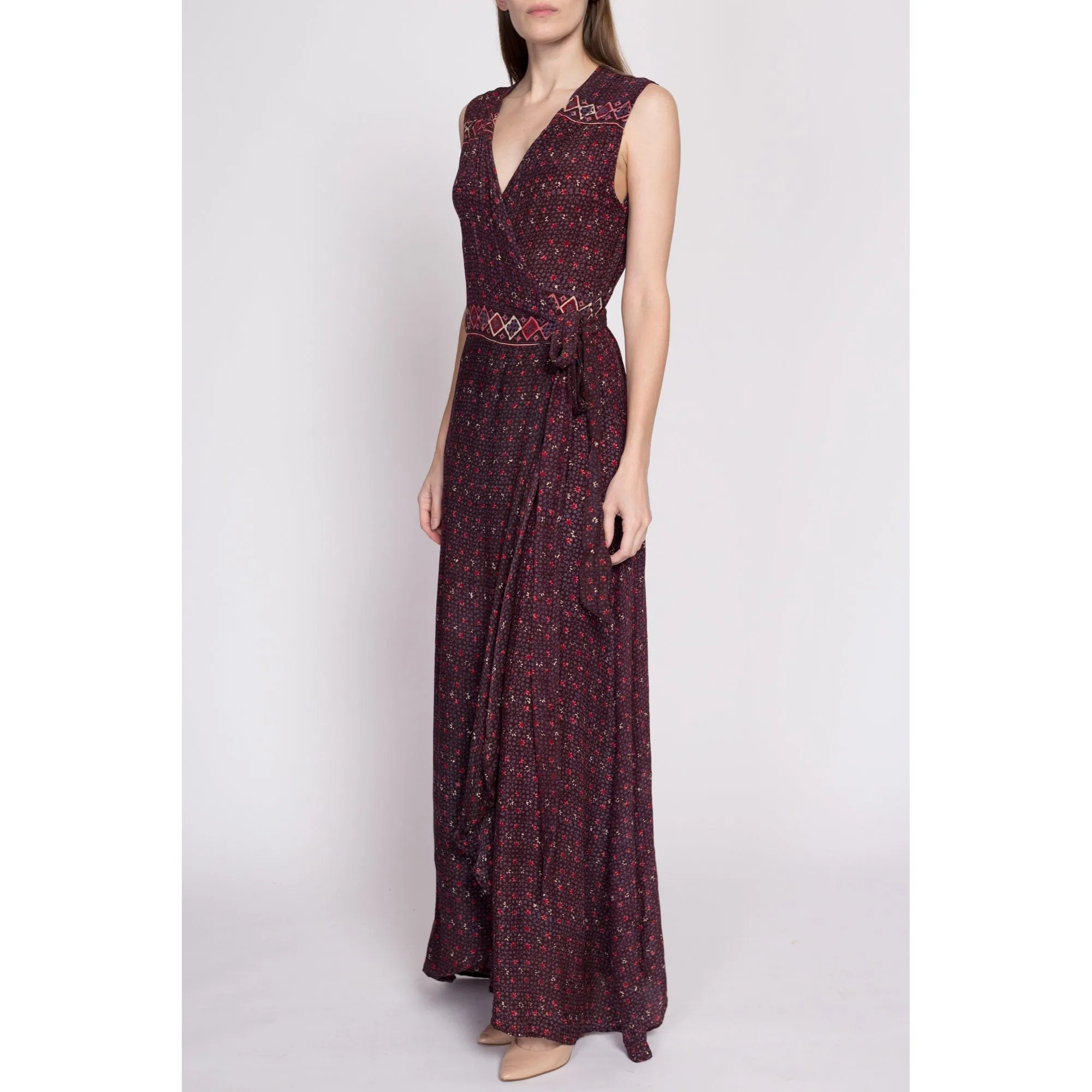 Natalie Martin Silk Maxi Wrap Dress - Small