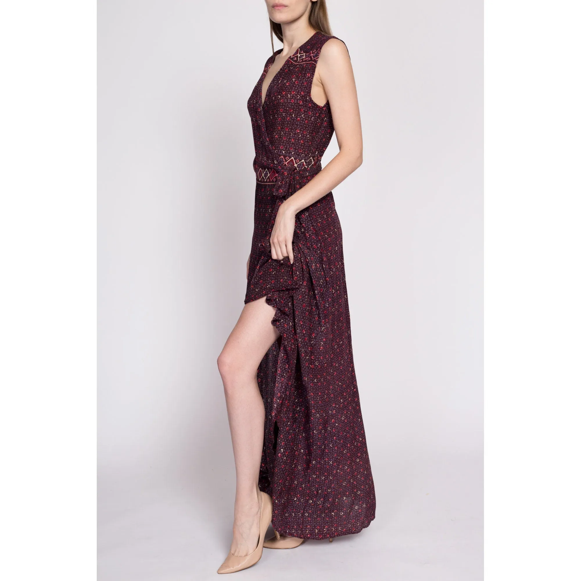 Natalie Martin Silk Maxi Wrap Dress - Small