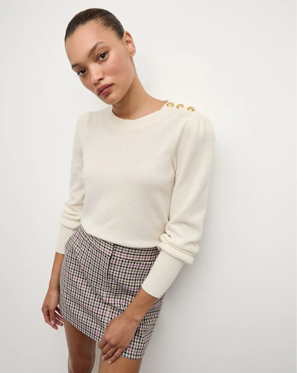 Nelia Cashmere Pullover | Button Accent