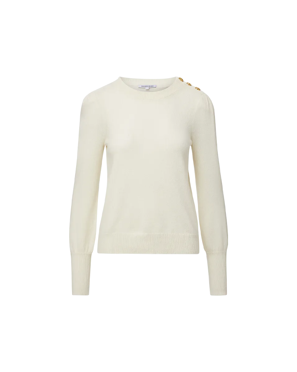 Nelia Cashmere Pullover | Button Accent