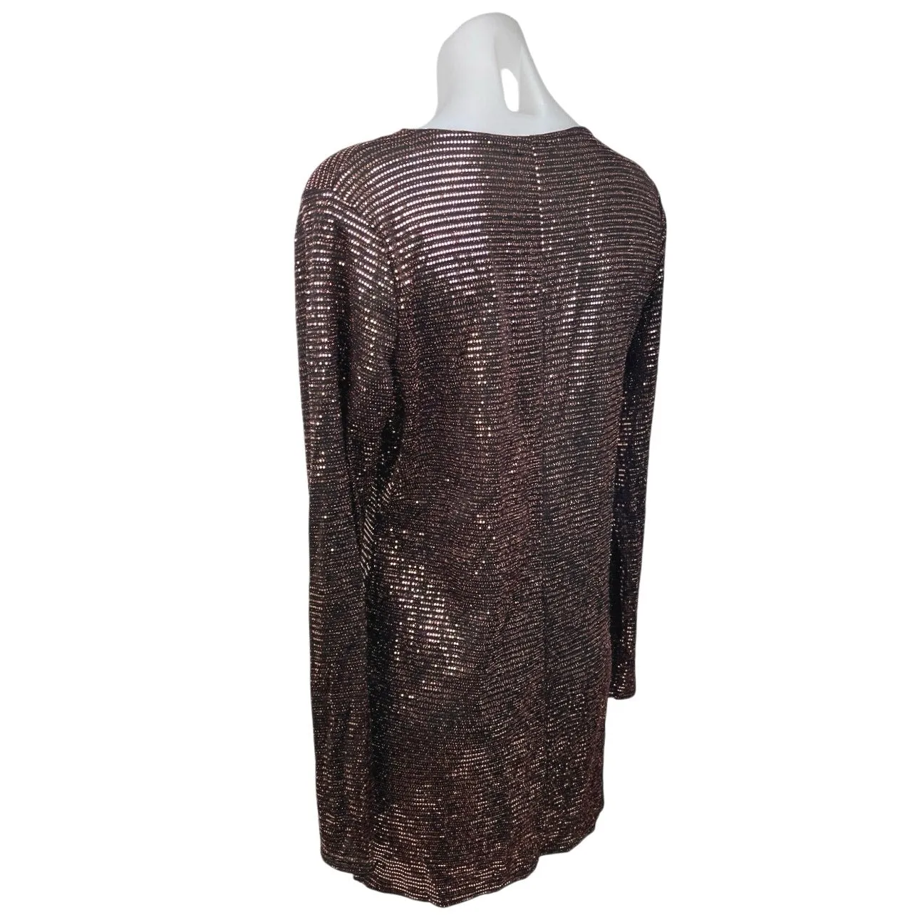 NEW Boohoo Bronze Gold Sequin Long Sleeve Holiday Wrap Mini Bodycon Dress Sz 14