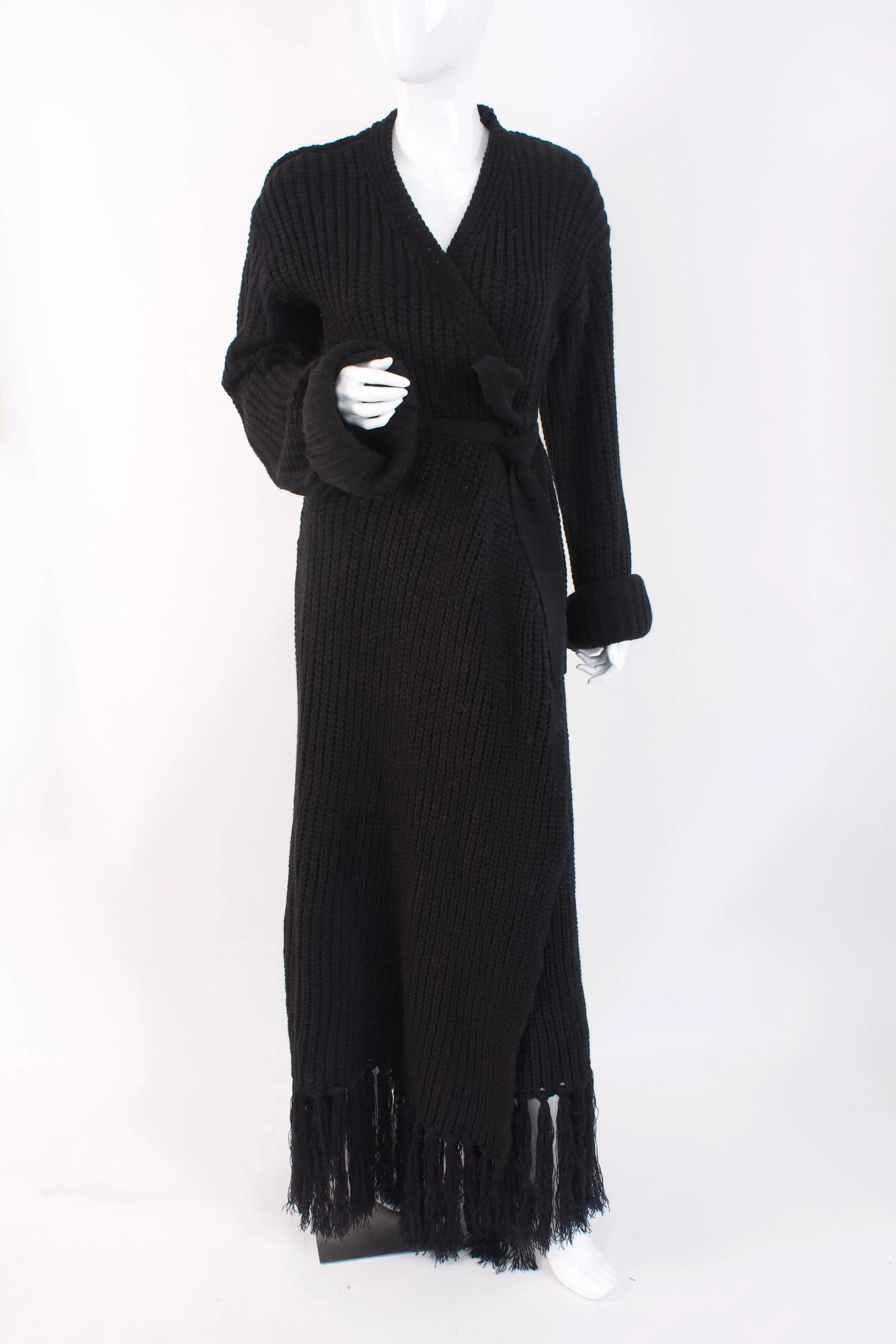 New HANIFA Black Knit Miya Wrap Dress