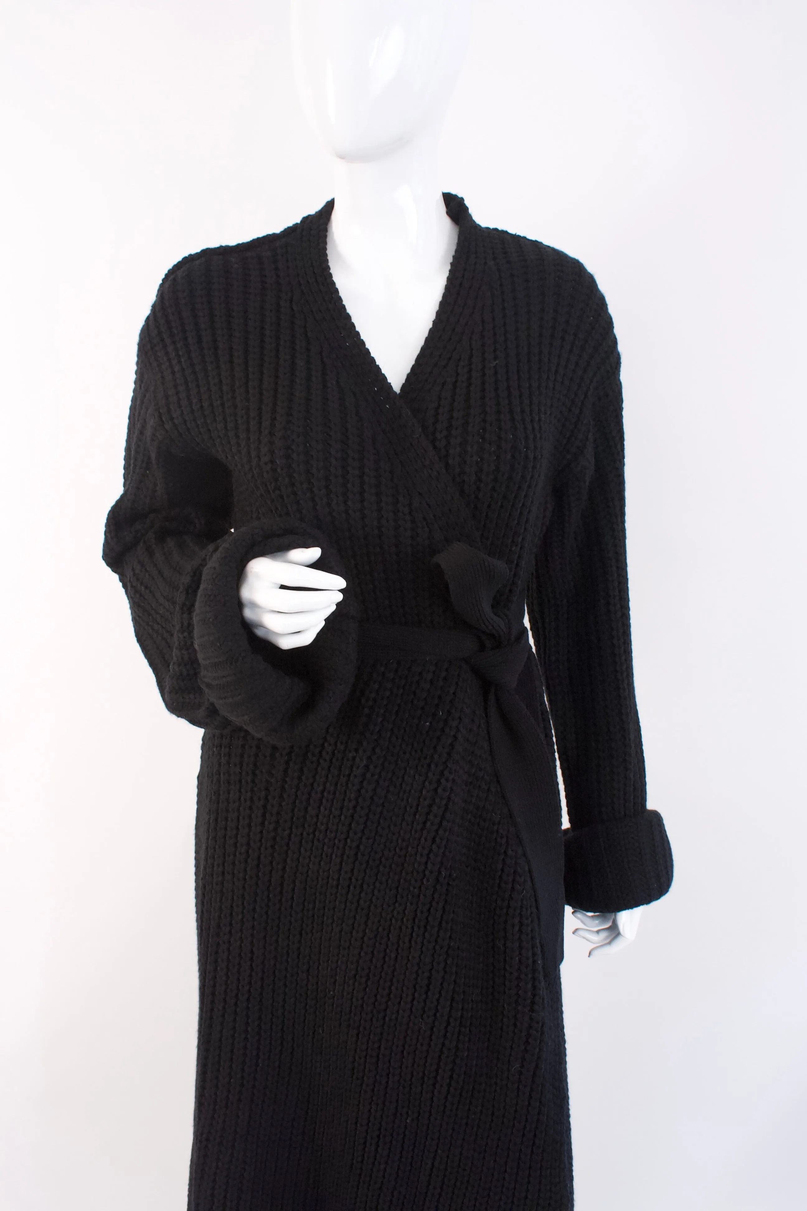 New HANIFA Black Knit Miya Wrap Dress