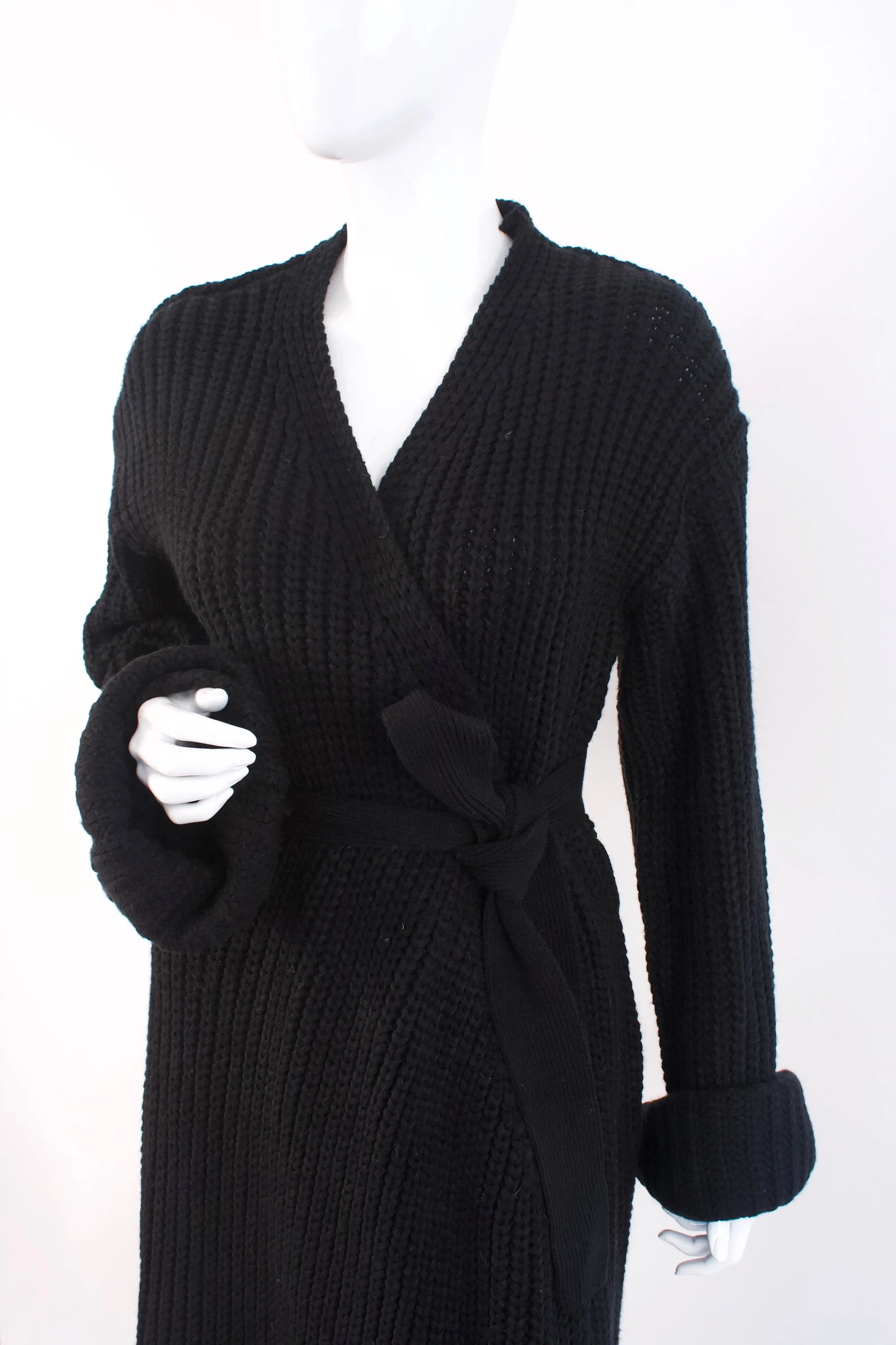 New HANIFA Black Knit Miya Wrap Dress