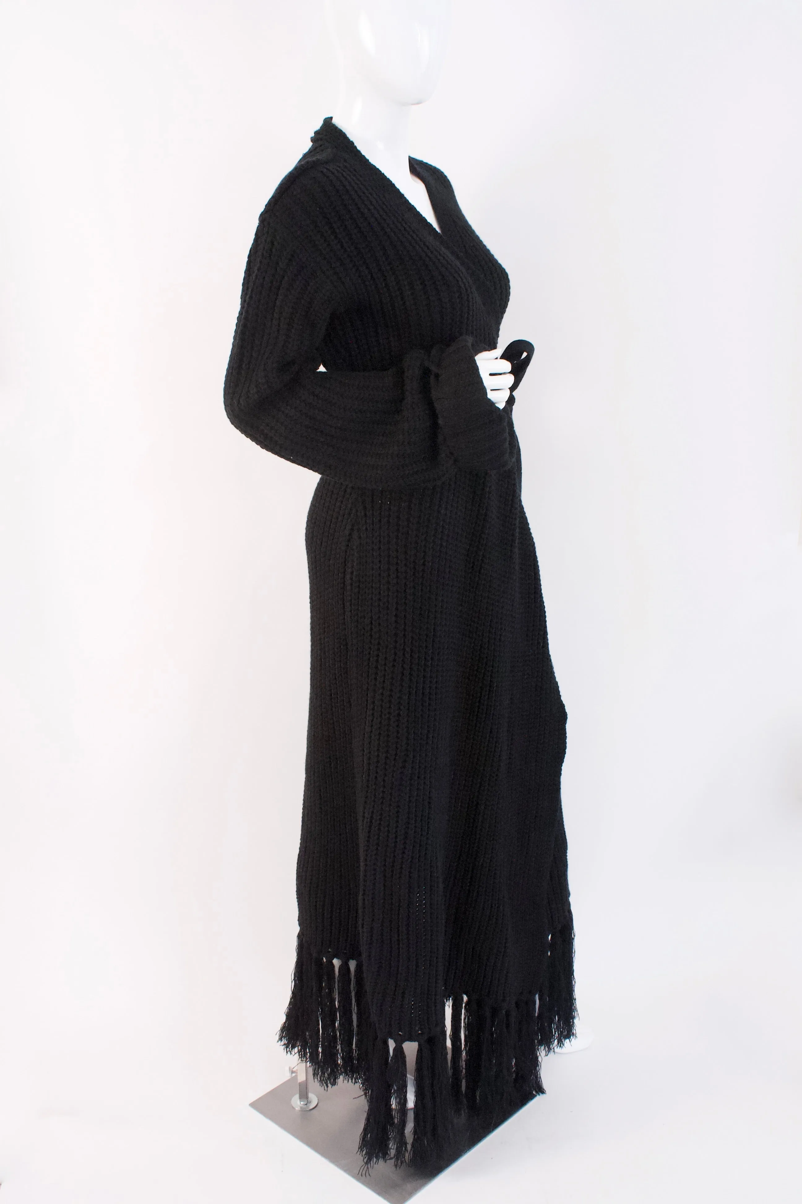 New HANIFA Black Knit Miya Wrap Dress