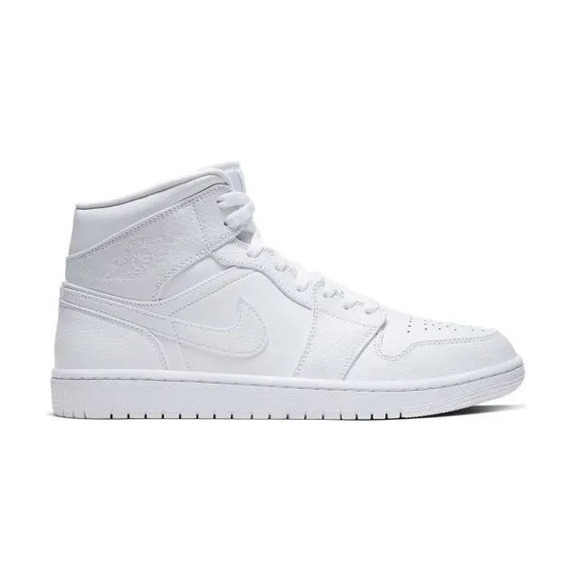 Nike air jordan 1 mid (2020 triple white/ white) men 8-13 554724-130