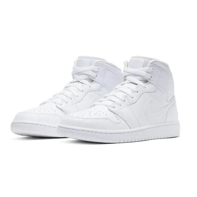 Nike air jordan 1 mid (2020 triple white/ white) men 8-13 554724-130