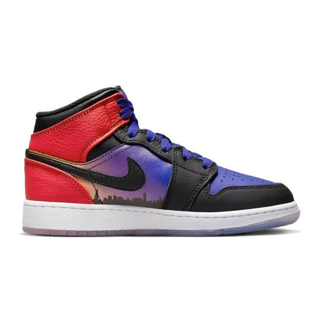 Nike air jordan 1 mid gs (skyline/ blue/ concord/ black/ university red/ psychic purple/ peach cream