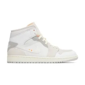 Nike air jordan 1 mid se craft (inside out/ white/ montreal phantom grey/ sail/ orange) men us 8-13