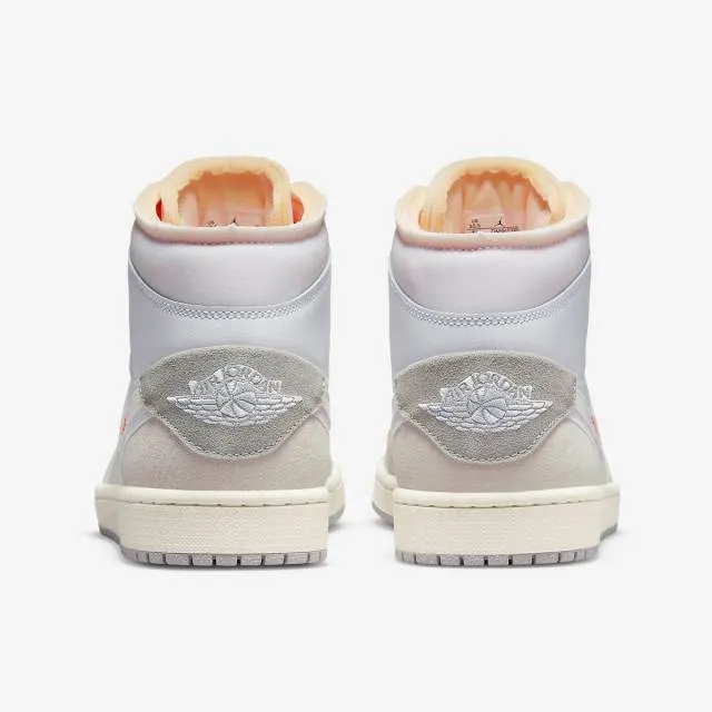 Nike air jordan 1 mid se craft (inside out/ white/ montreal phantom grey/ sail/ orange) men us 8-13