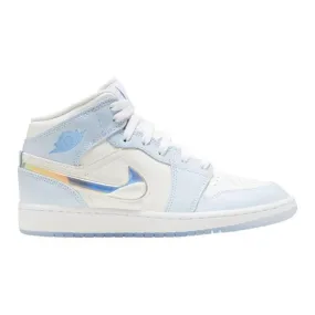 Nike air jordan 1 mid se gs (glitter swoosh/ blue tint/ summit white/ white/ ice blue) big kids 3.5y