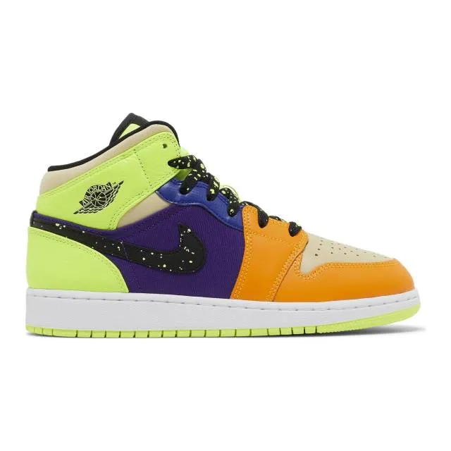 Nike air jordan 1 mid se gs (volt vivid orange/ volt/ black/ vivid orange) big kids 3.5y-7y fd8795-7