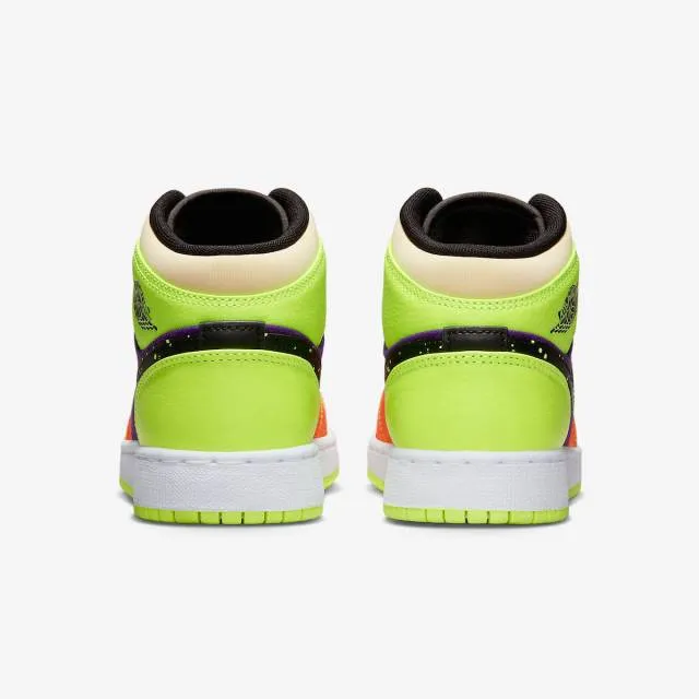 Nike air jordan 1 mid se gs (volt vivid orange/ volt/ black/ vivid orange) big kids 3.5y-7y fd8795-7