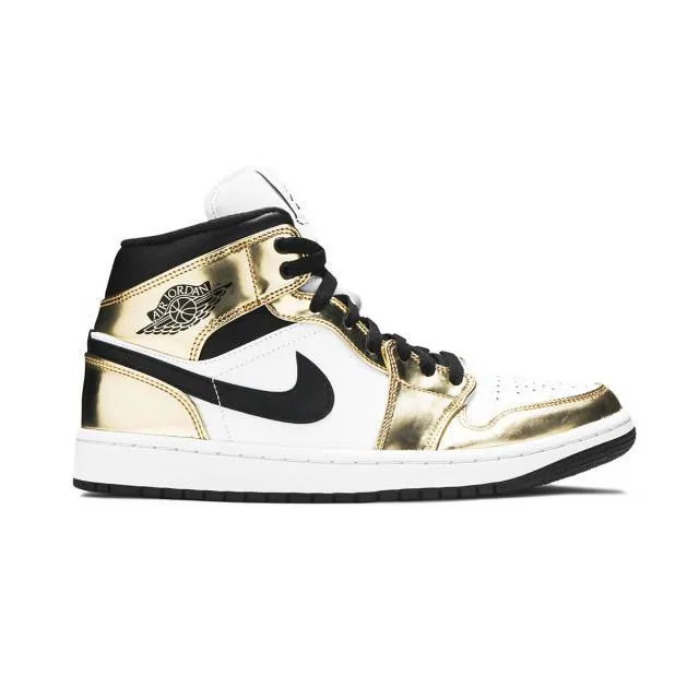 Nike air jordan 1 mid se (metallic gold/ white/ black) men us 8-13 dc1419-700