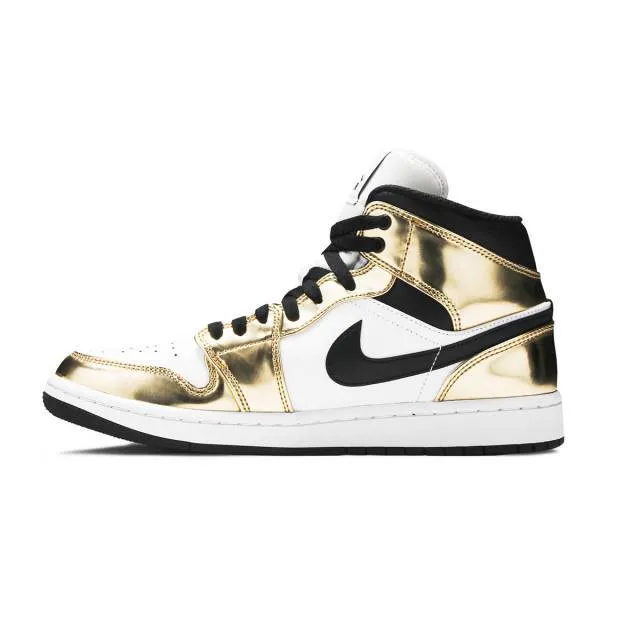 Nike air jordan 1 mid se (metallic gold/ white/ black) men us 8-13 dc1419-700