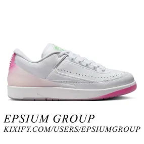 Nike air jordan 2 retro low (cherry blossom/ white/ playful pink/ cacao wow/ green strike) men us 8-13 fq3228-100