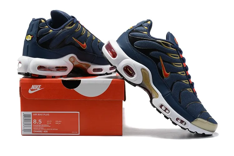 Nike Air Max Plus Olympic Obsidian Metallic Gold White Comet Red DH4682-400