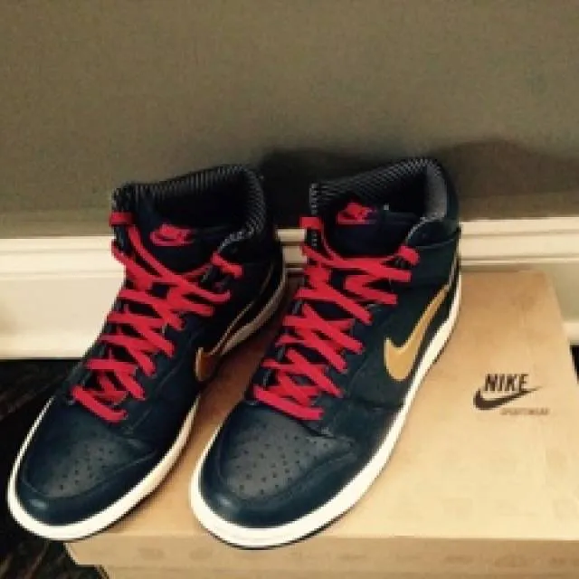 Nike dunk high obsidian/metallic gold (gs)