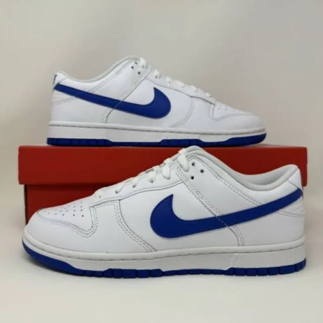 Nike Dunk Low White Hyper Royal Blue Men's Size 8.5 Wome...