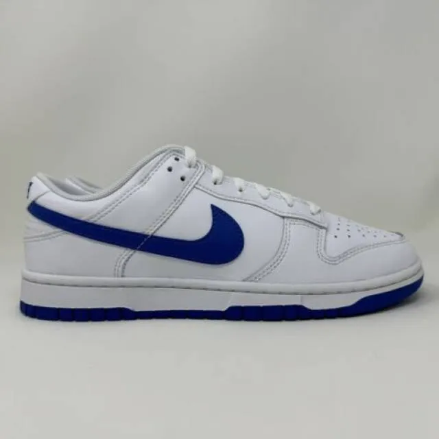 Nike Dunk Low White Hyper Royal Blue Men's Size 8.5 Wome...