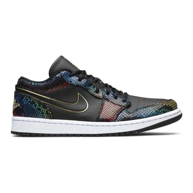 Nike women's air jordan 1 low (multicolor snakeskin/ black/ gold blue) sizes 6-10 cw5580-001