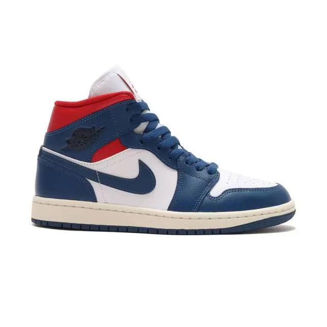 Nike women's air jordan 1 mid (french blue/ white/ gym red/ sail/ french blue) sizes 6-10 bq6472-146