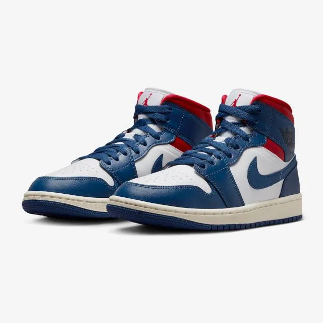 Nike women's air jordan 1 mid (french blue/ white/ gym red/ sail/ french blue) sizes 6-10 bq6472-146