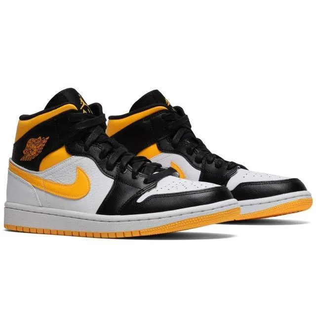 Nike women's air jordan 1 mid (laser orange/ black/ white/ yellow) sizes us 6-10 cv5276-107