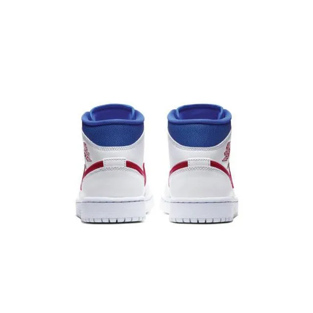 Nike women's air jordan 1 mid (white/ red/ game royal blue) sizes 6-10 bq6472-164