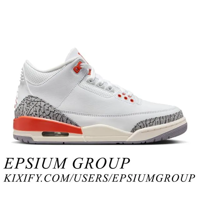 Nike women's air jordan 3 retro (georgia peach/ white/ cosmic clay/ sail/ cement grey/ anthracite) sizes 5-12 ck9246-121