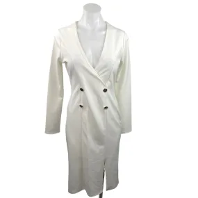 Outrageous Fortune White Double Breasted Faux Wrap Long Sleeve Tuxedo Dress Sz 6