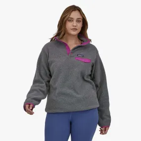 Patagonia Women's Lightweight Synchilla Snap-T Fleece Pullover, Nickel w/Amaranth Pink / XS