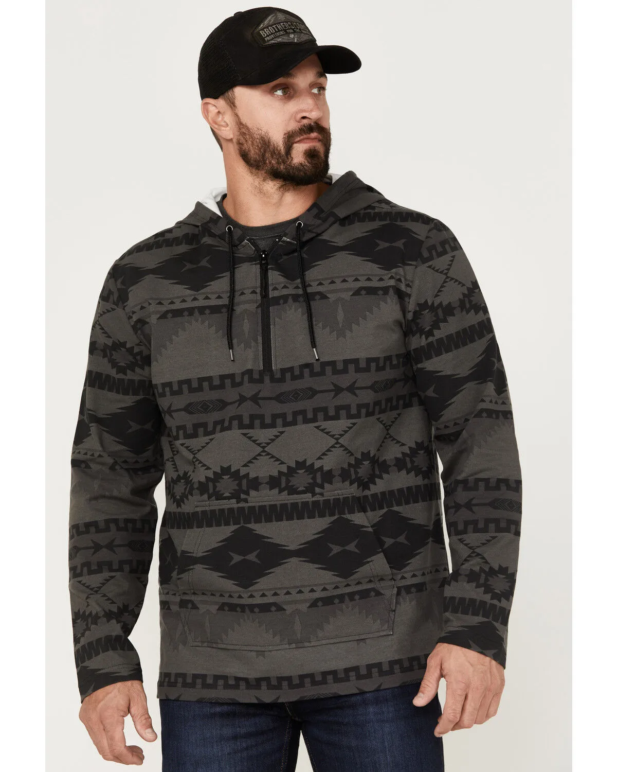 Product Name:  Powder River Outfitters Men's 1/4 Zip Southwestern Print Hooded Pullover