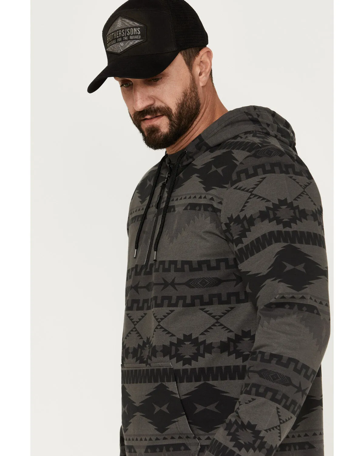 Product Name:  Powder River Outfitters Men's 1/4 Zip Southwestern Print Hooded Pullover