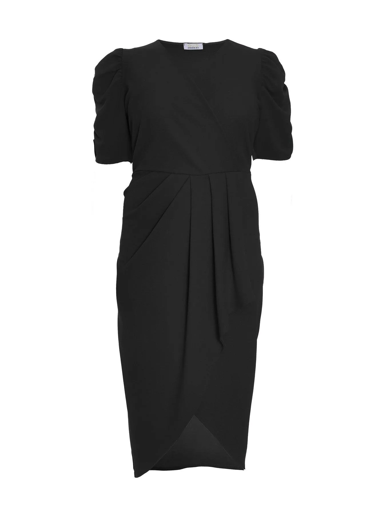 Quiz Curve Black Wrap Midi Dress