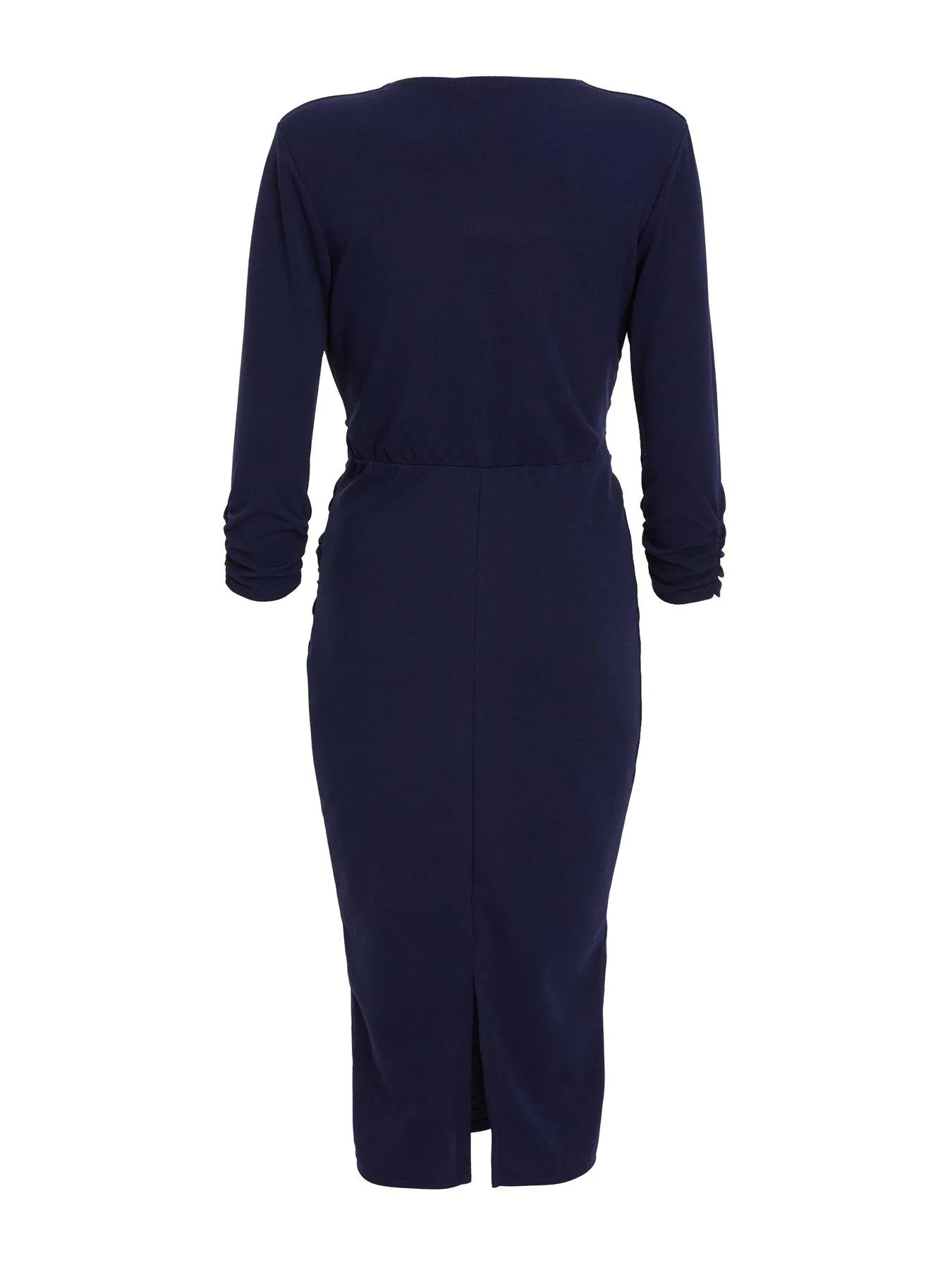 Quiz Navy Pleated Wrap Midi Wrap Dress