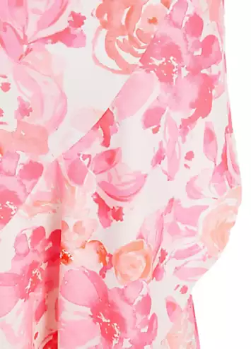 Quiz Pink Floral Print Scuba Twist Halterneck Midi Wrap Dress | Grattan