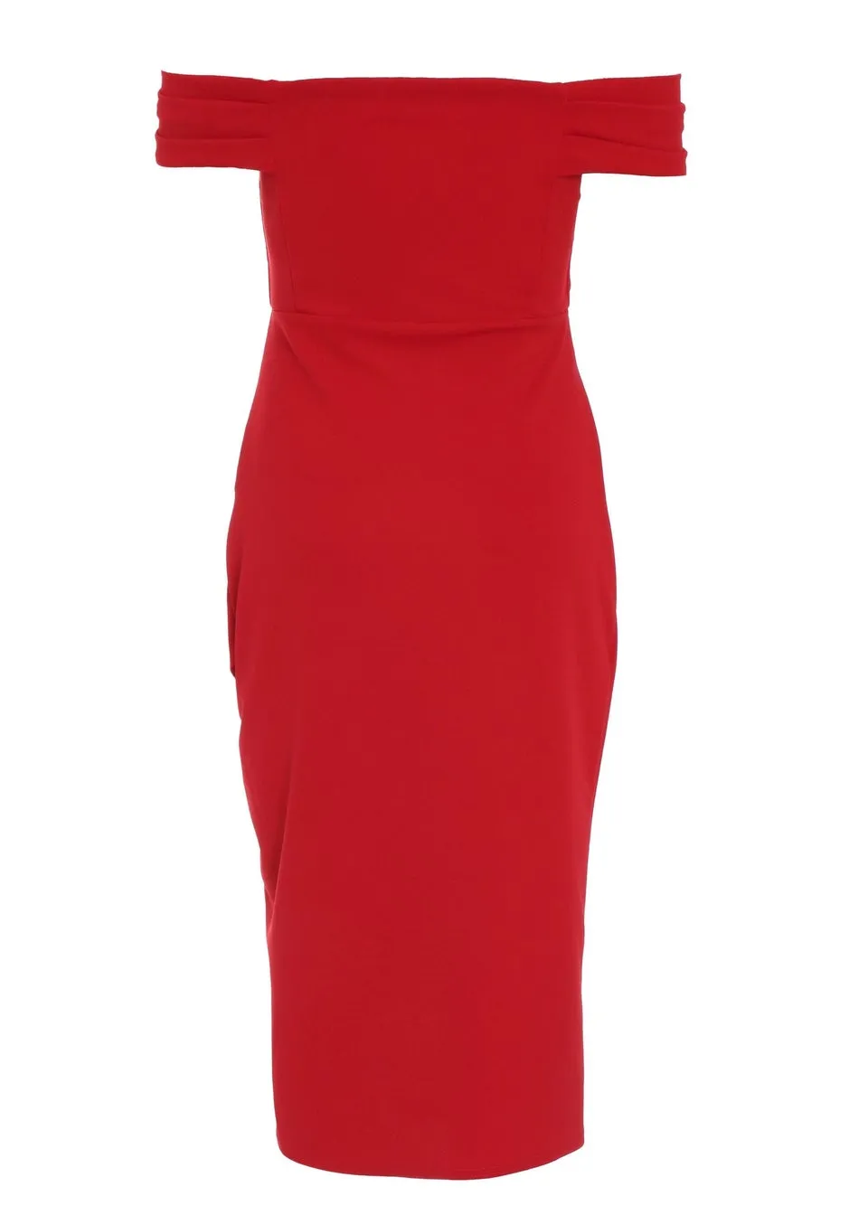 Quiz Red Bardot Midi Wrap Dress