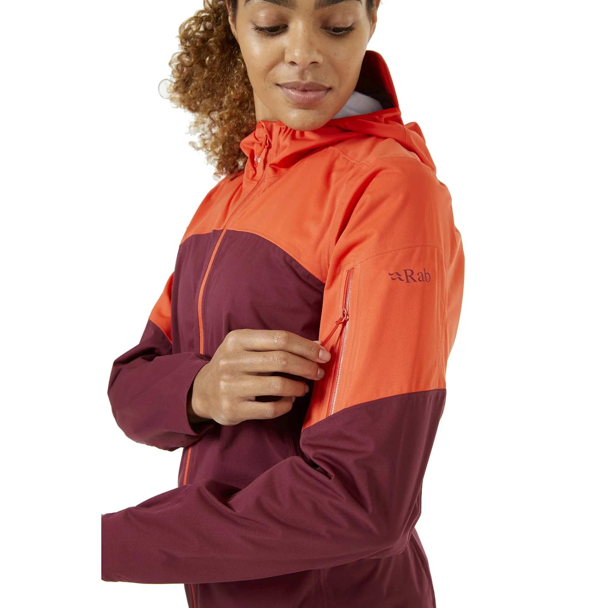 Rab  Kinetic Ultra Womens Waterproof Jacket Red Grapefruit/Deep Heather