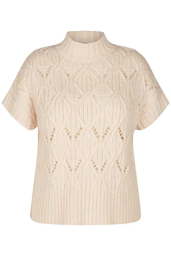 Rabe & LecomteIVORY HIGH NECK SHORT SLEEVE PULLOVER