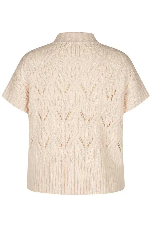 Rabe & LecomteIVORY HIGH NECK SHORT SLEEVE PULLOVER