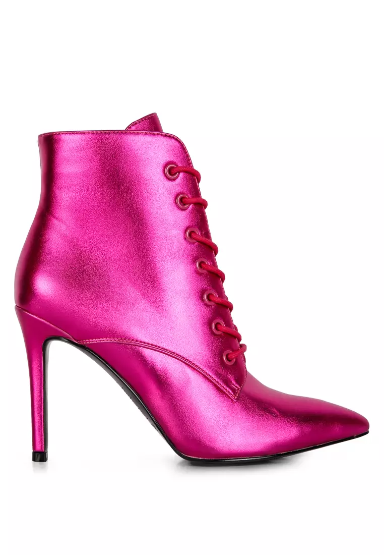 Rag & CO. Fuchsia Metallic High Heeled Ankle Boot