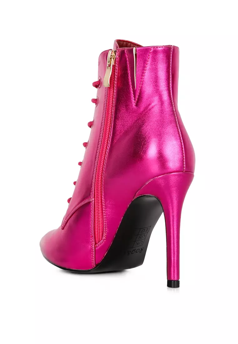 Rag & CO. Fuchsia Metallic High Heeled Ankle Boot