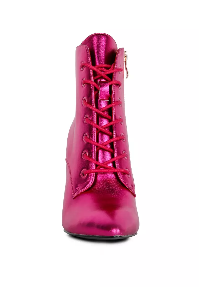 Rag & CO. Fuchsia Metallic High Heeled Ankle Boot