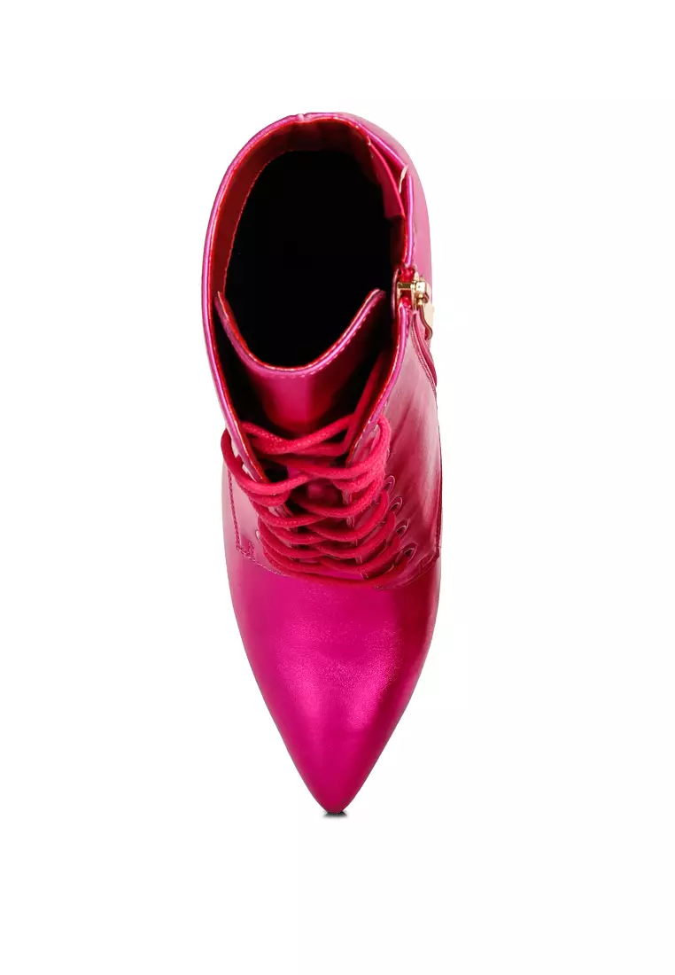 Rag & CO. Fuchsia Metallic High Heeled Ankle Boot