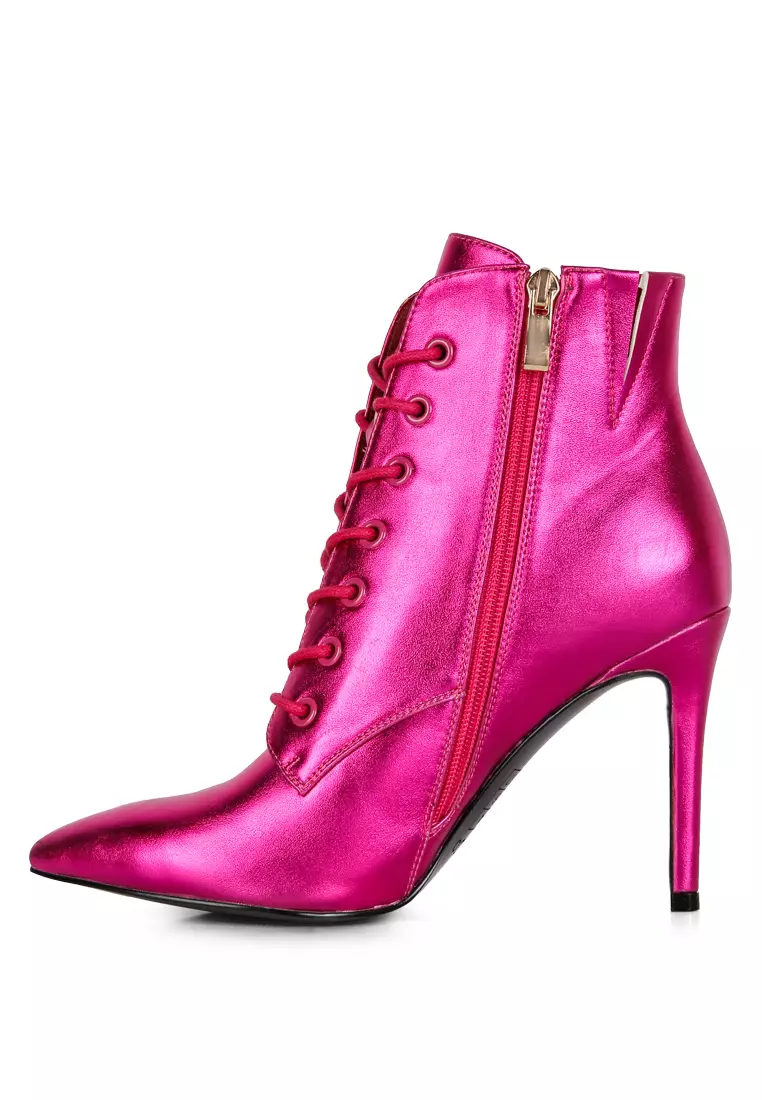 Rag & CO. Fuchsia Metallic High Heeled Ankle Boot