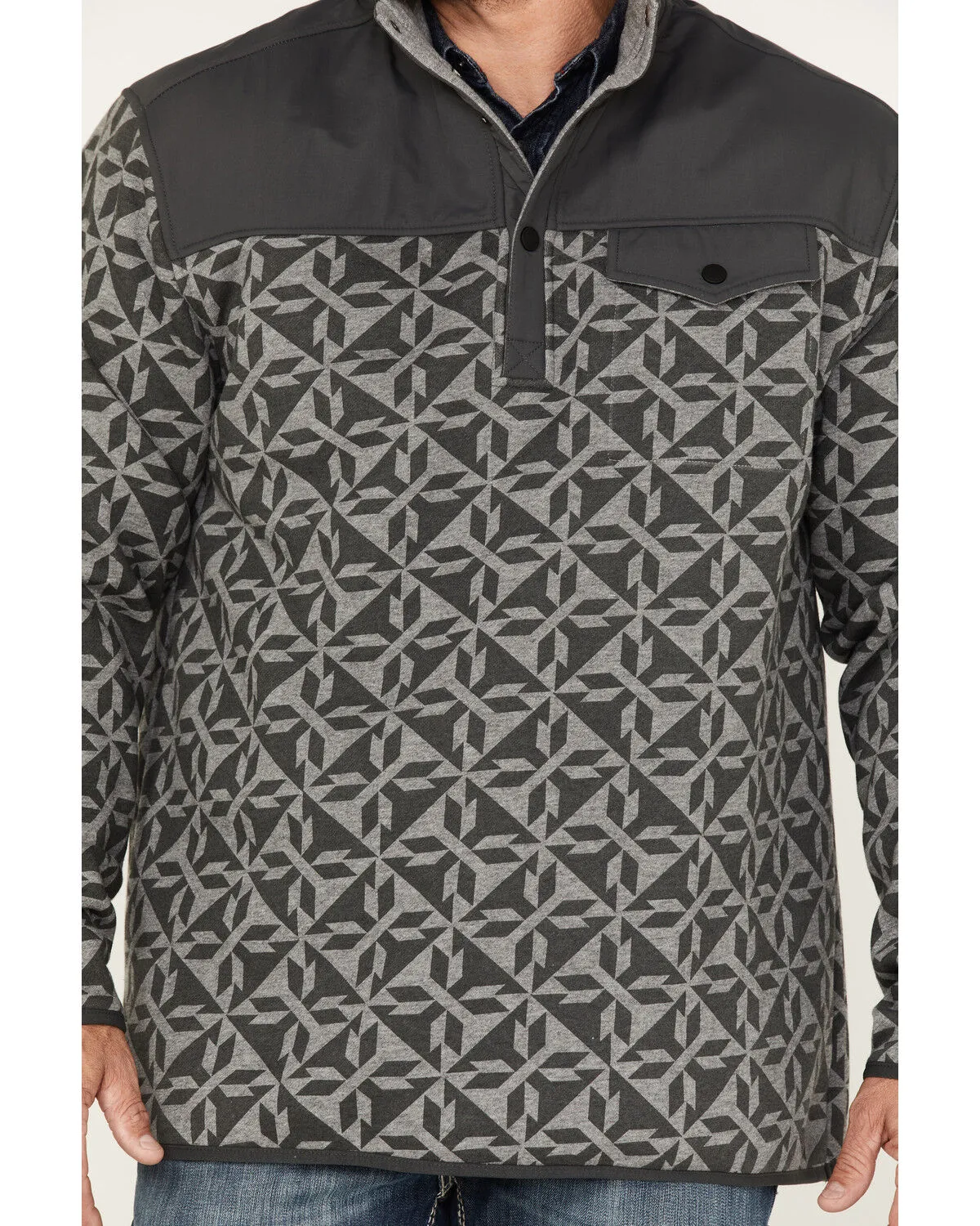 RANK 45® Men's All In 1/4 Snap Geo Print Fleece Pullover